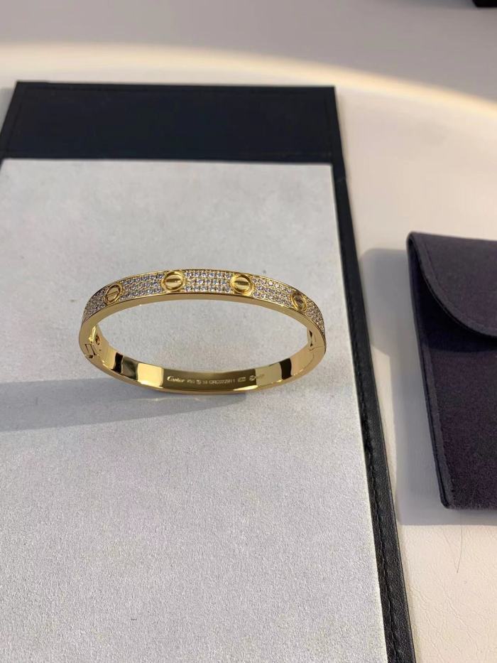 Three color three row full diamond bracelet