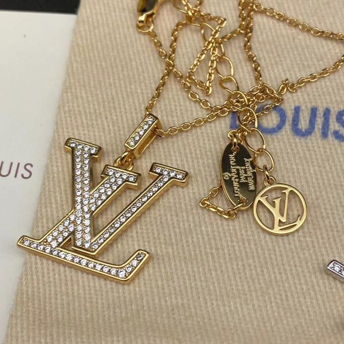 Diamond logo long necklace