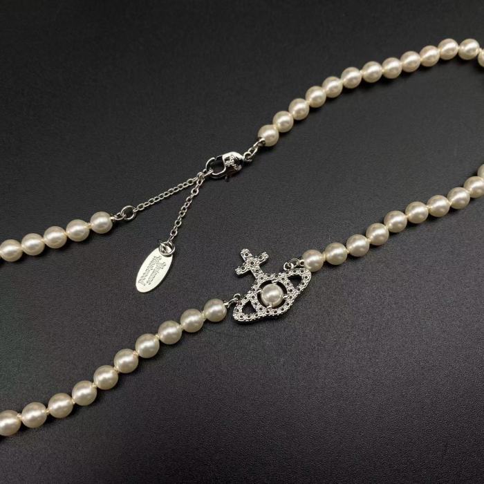 Silver Sandwich Pearl Necklace