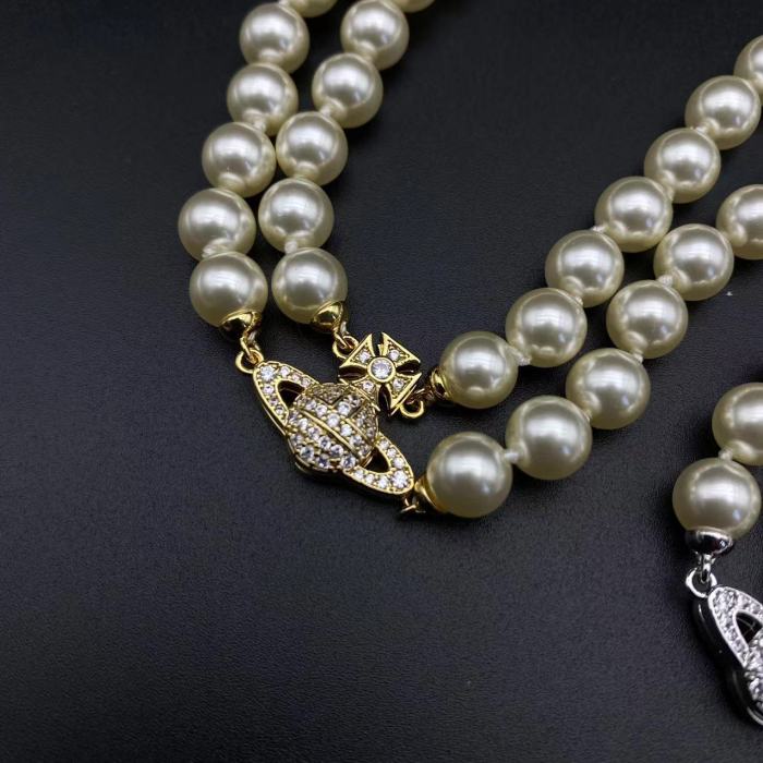 Double row pearl magnetic necklace