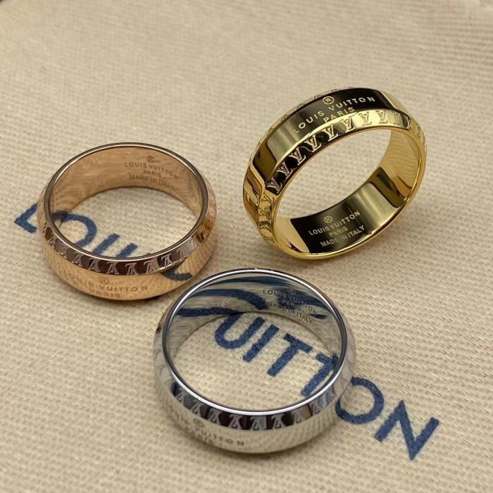 Side embossed logo letter ring