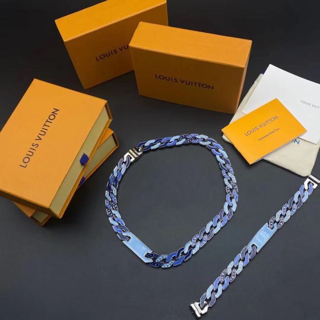 LV冰蓝手链项链合集