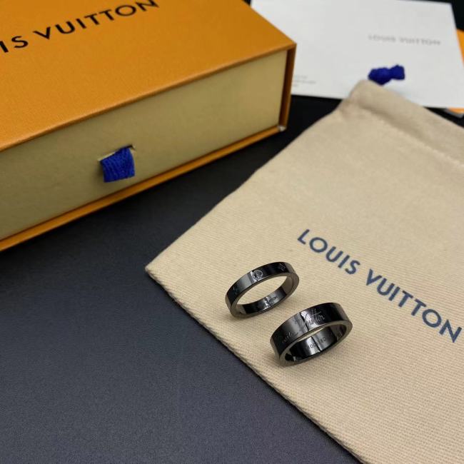 Black steel 3D embossed logo letter ring