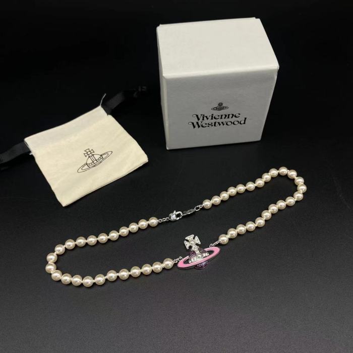 Pink Saturn Pearl Necklace
