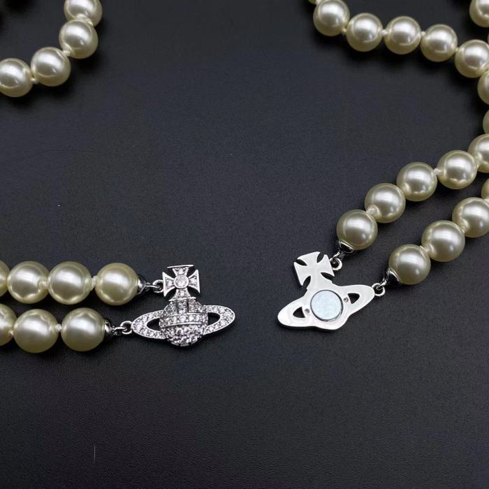 Double row pearl magnetic necklace