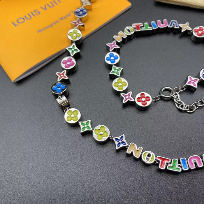 Colorful Flower Necklace Bracelet