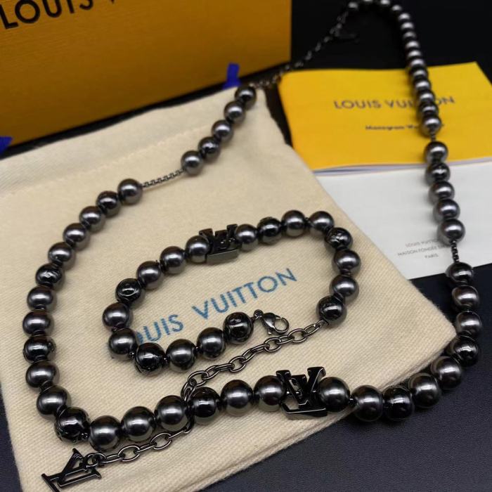 Black Beaded Bracelet Necklace