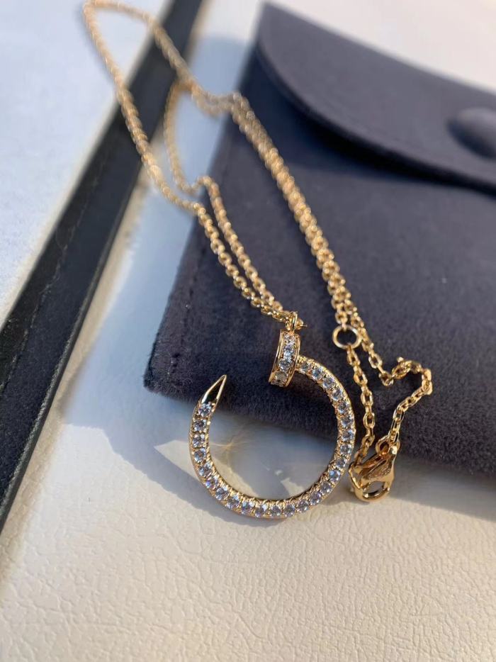 Small full diamond nail necklace