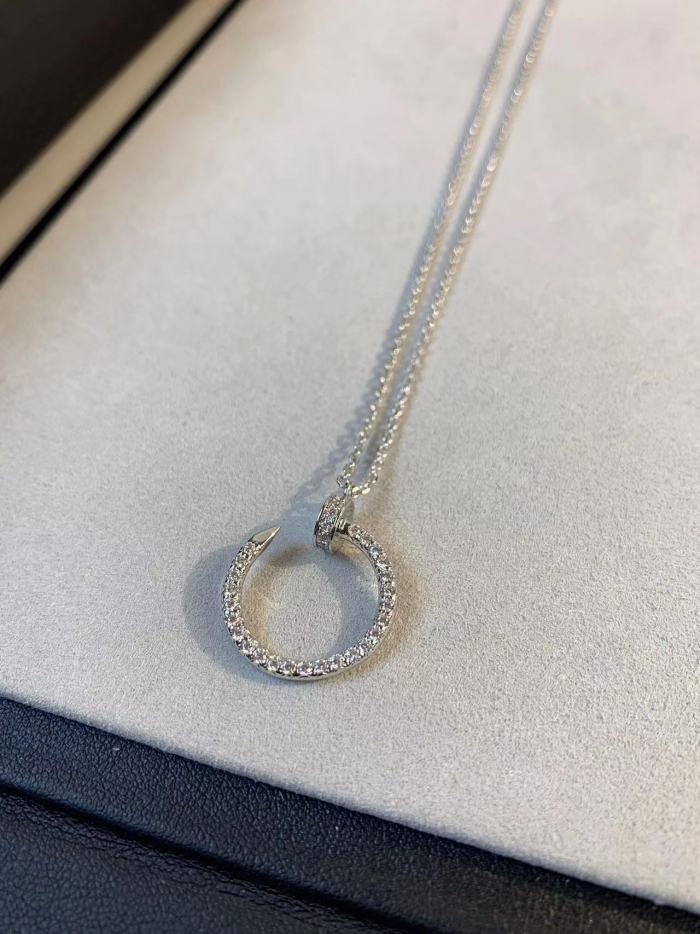 Small full diamond nail necklace