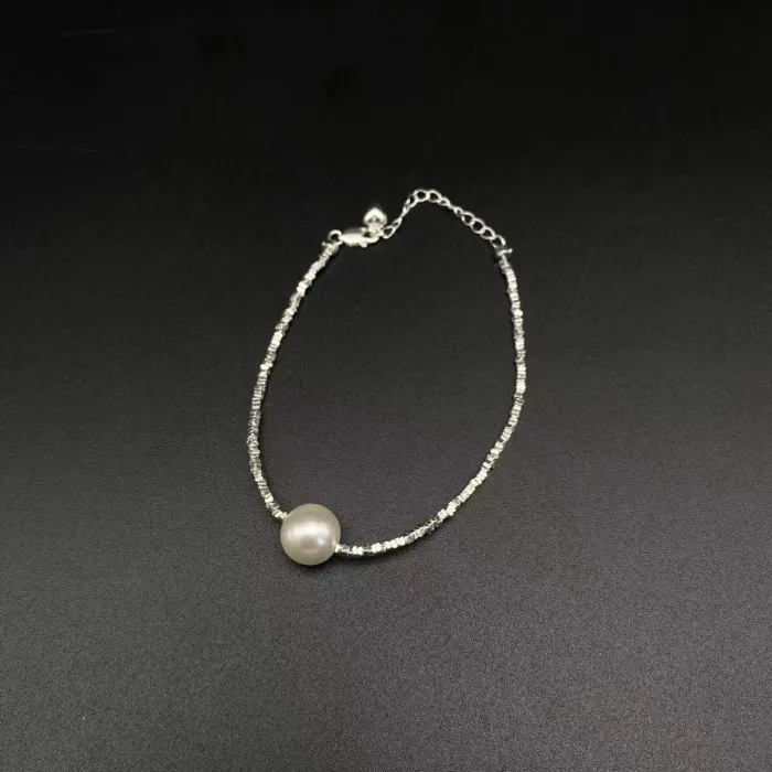 Single pearl silver necklace bracelet