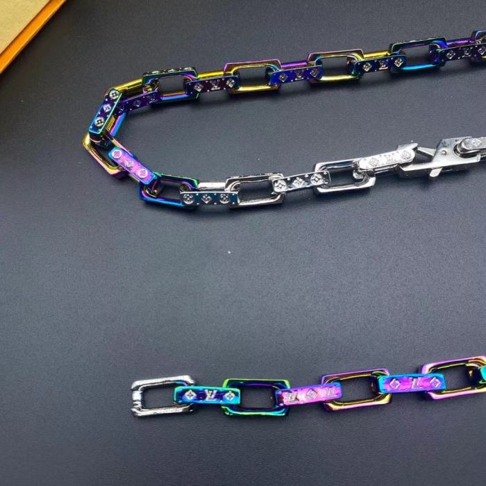 LV半边炫彩竹节手链项链合集