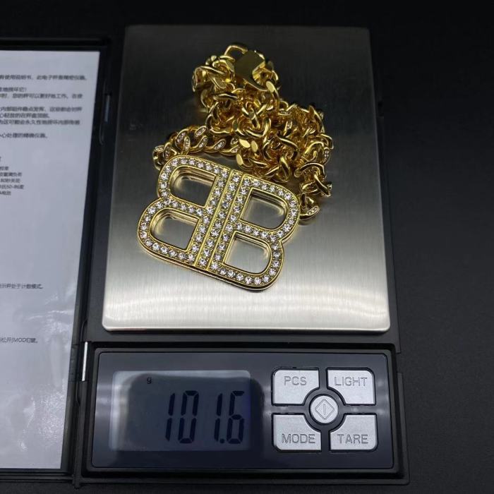 Cuban logo necklace with diamonds