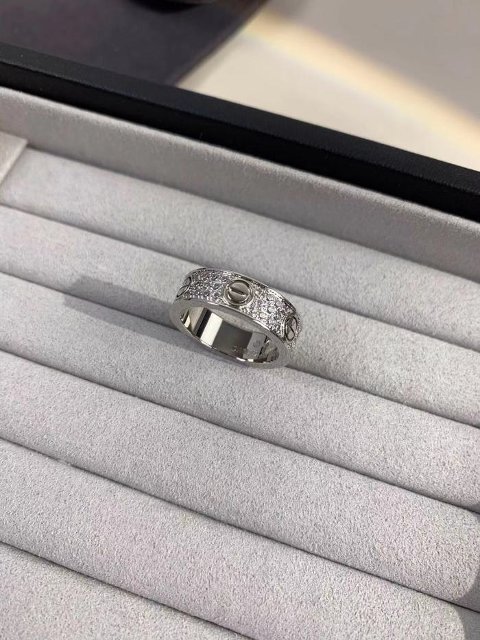 6mm tricolor V gold three row full diamond ring