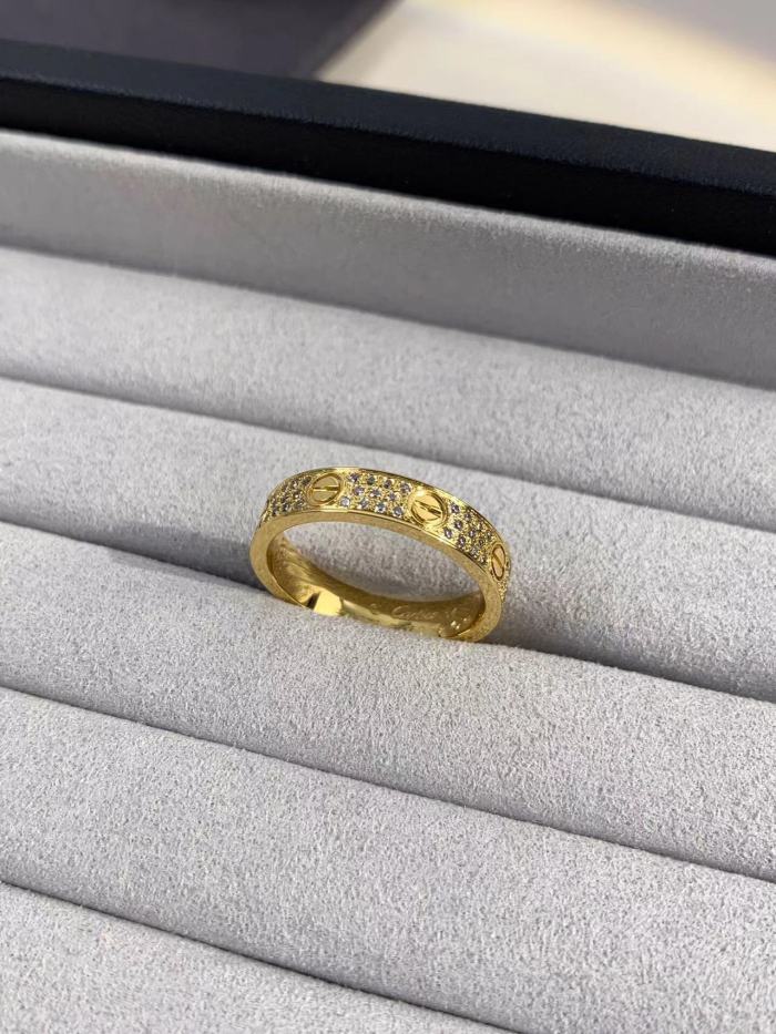 4mm Tri Color V gold three row full diamond ring