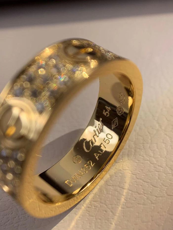 6mm tricolor V gold three row full diamond ring