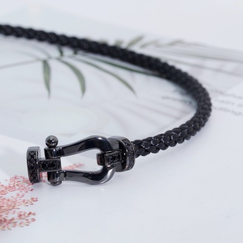 Large logo black nylon rope bracelet