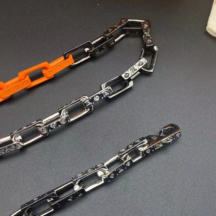 LV黑橙竹节手链项链合集