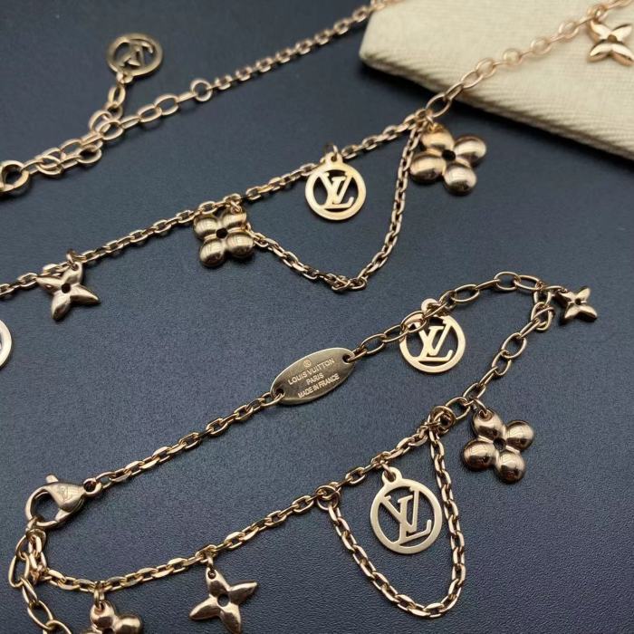 Gold Flower Pendant Bracelet Necklace