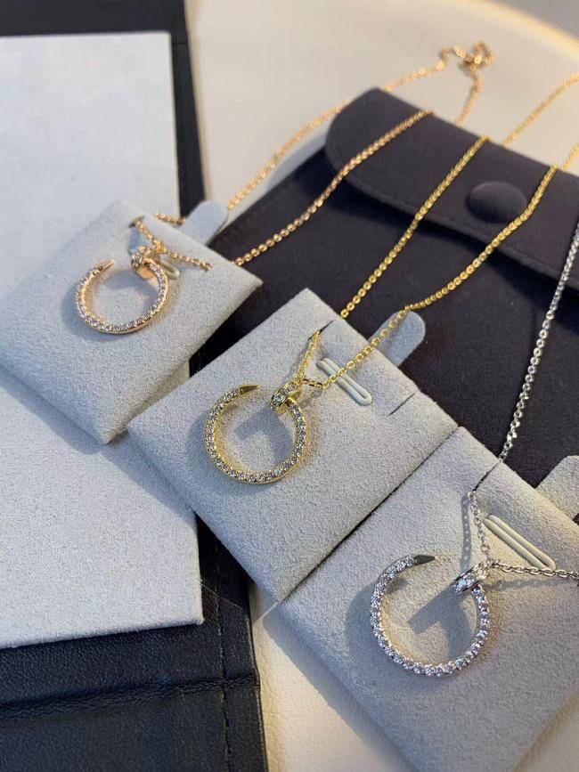 Small full diamond nail necklace