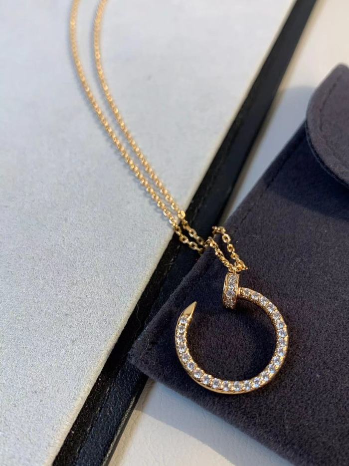 Small full diamond nail necklace