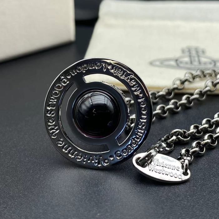 Black Purple Ball Saturn Necklace