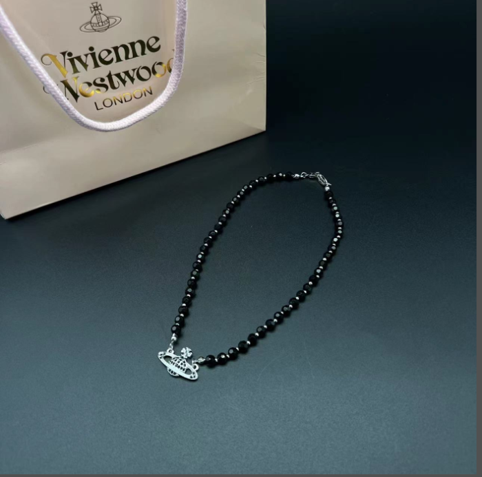 An obsidian necklace