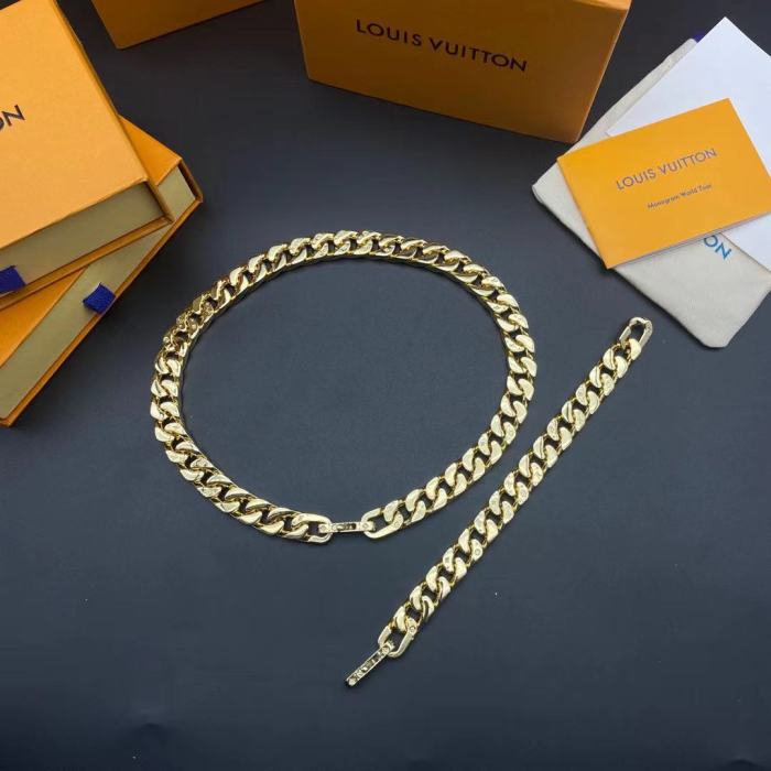 LV土豪金手链项链合集