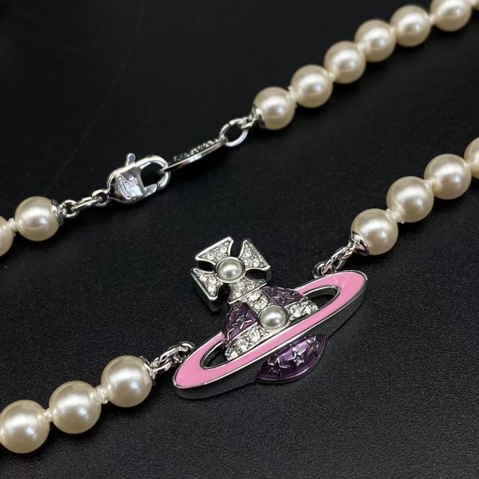 Pink Saturn Pearl Necklace