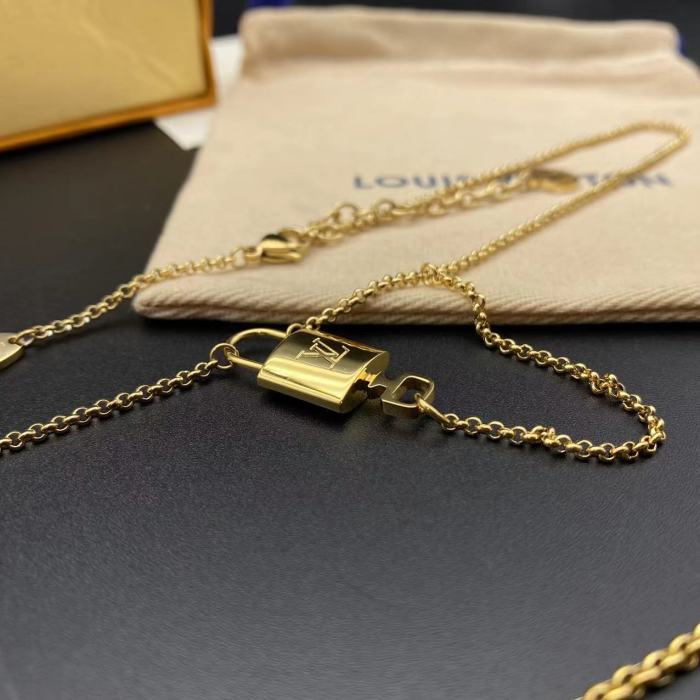 Gold lock cylinder Necklace Bracelet