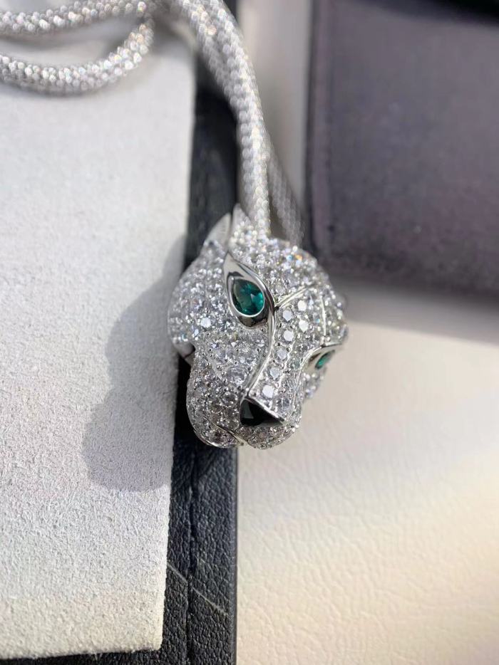 Full Diamond Cheetah Head Necklace