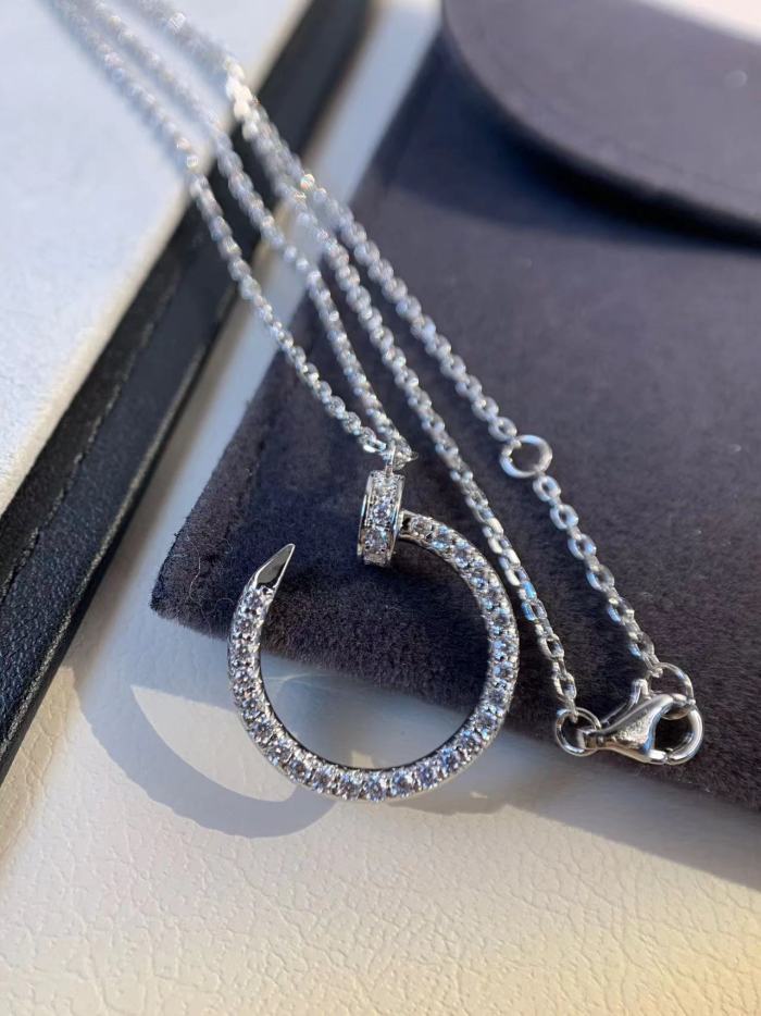 Small full diamond nail necklace