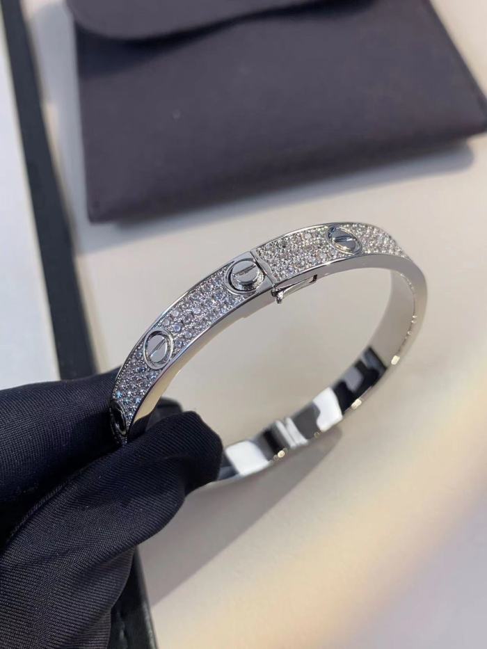 Three color three row full diamond bracelet