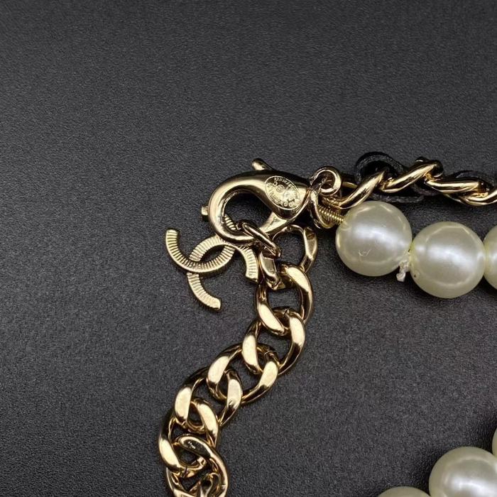 Logo Pendant Pearl Necklace