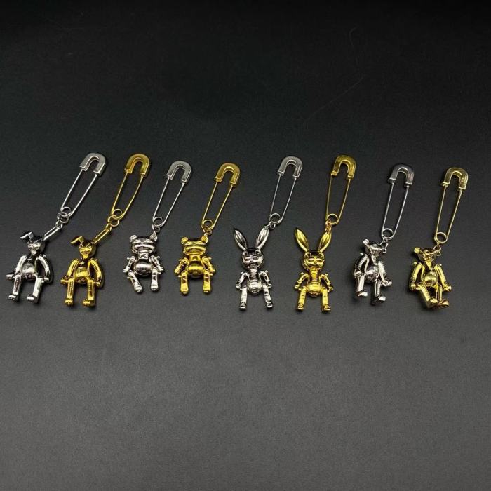 Sterling silver 925 gold-plated paper clip animal ear stud