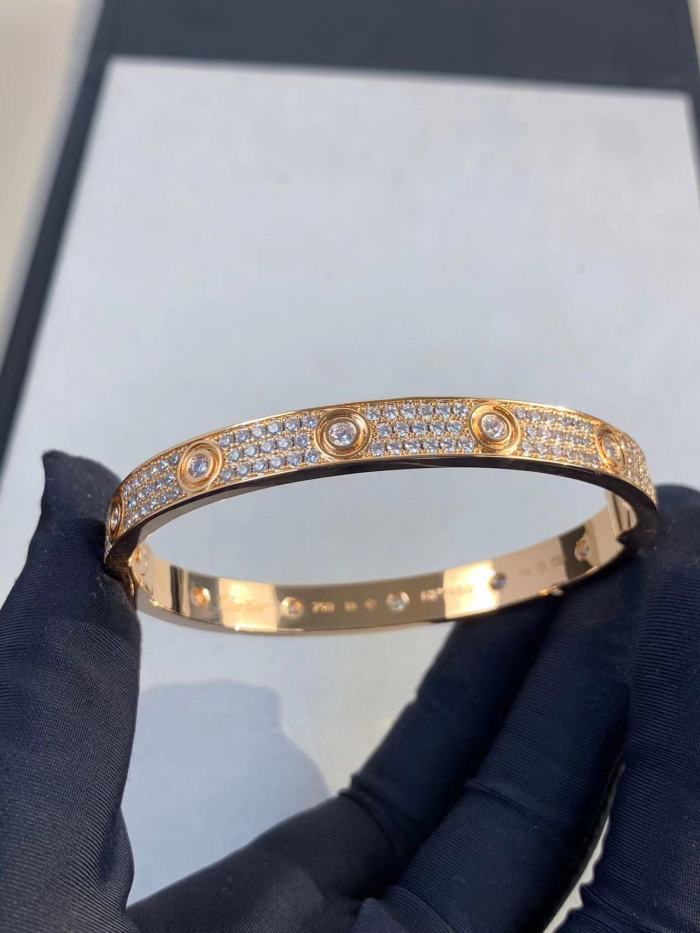V gold three row diamond full diamond two-color Bracelet