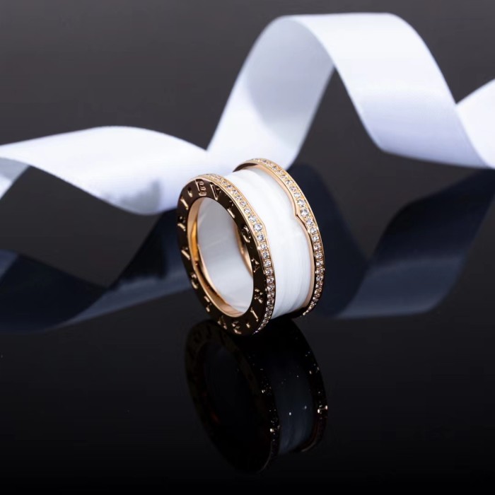 Rose gold black and white diamond ceramic ring