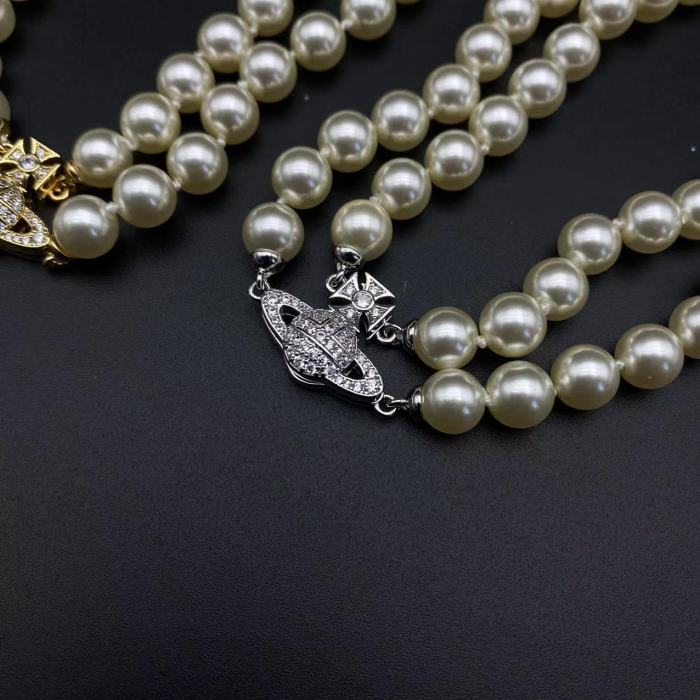 Double row pearl magnetic necklace