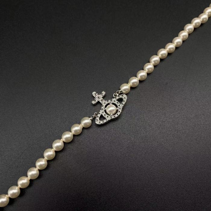 Silver Sandwich Pearl Necklace