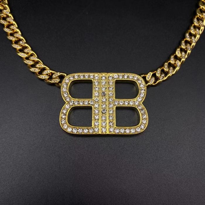 Cuban logo necklace with diamonds