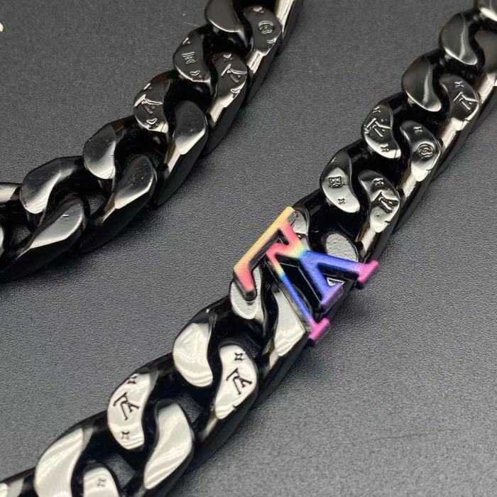 LV黑钢淬火小标手链项链合集