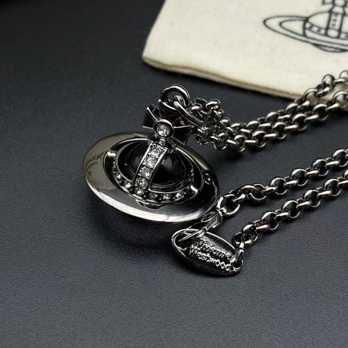 Black Purple Ball Saturn Necklace