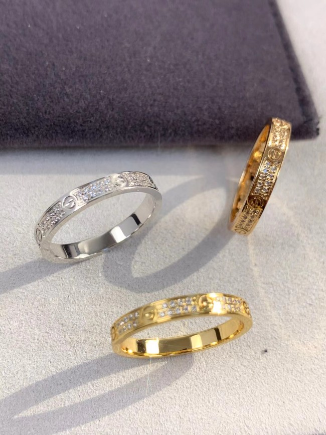 3mm tricolor V gold two row full diamond ring