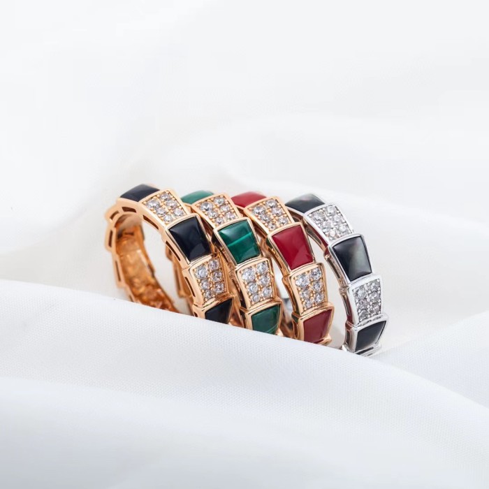 Multicolor gem snake ring