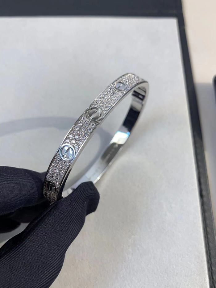 Three color three row full diamond bracelet