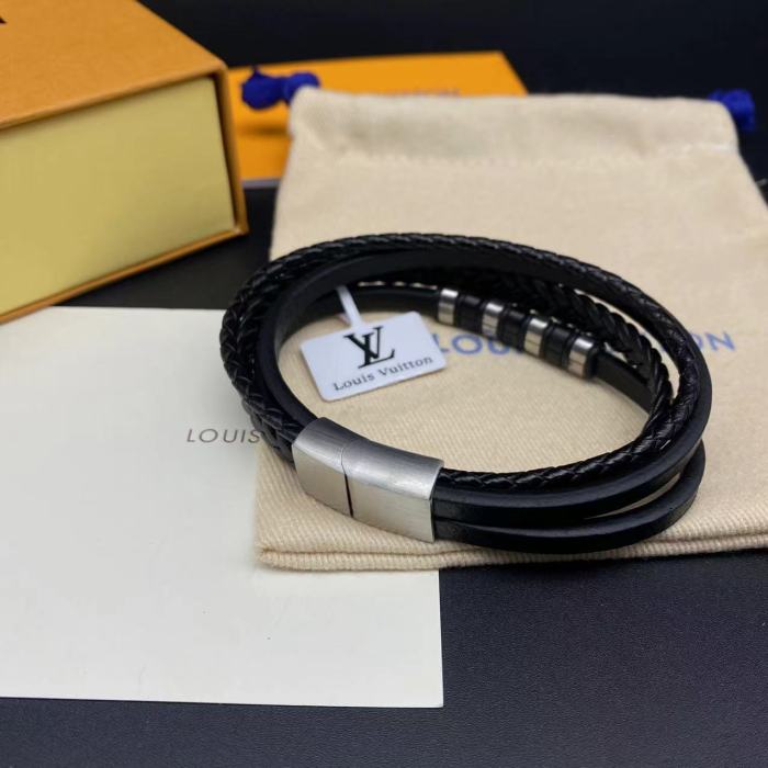 Black three-layer couple bracelet