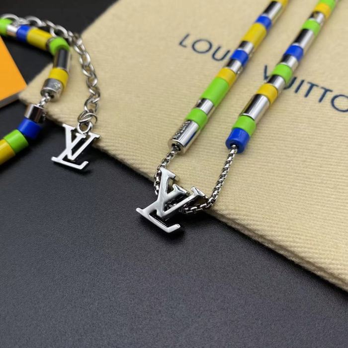 Tricolor cylindrical logo Bracelet Necklace