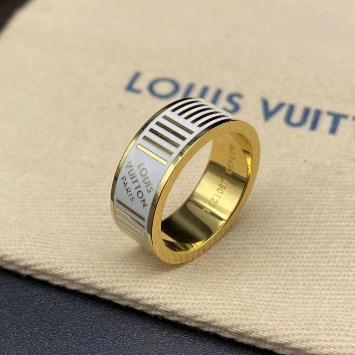 White and gold striped embossed ring