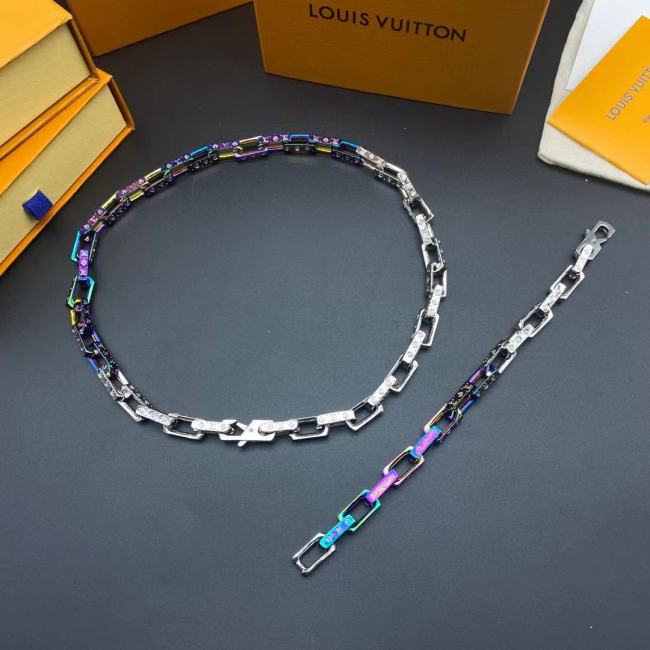 LV半边炫彩竹节手链项链合集