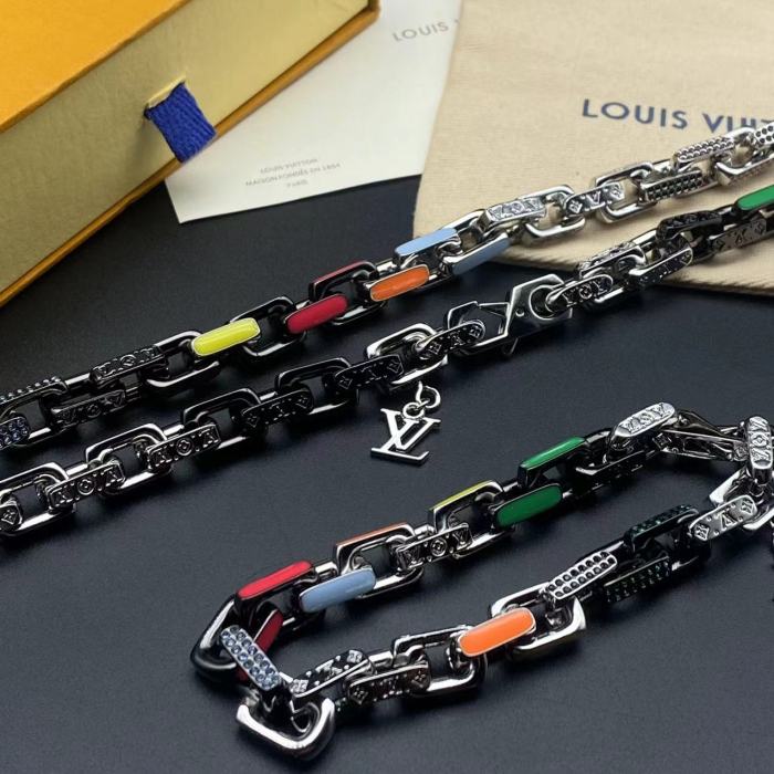 Colorful chain diamond bracelet necklace