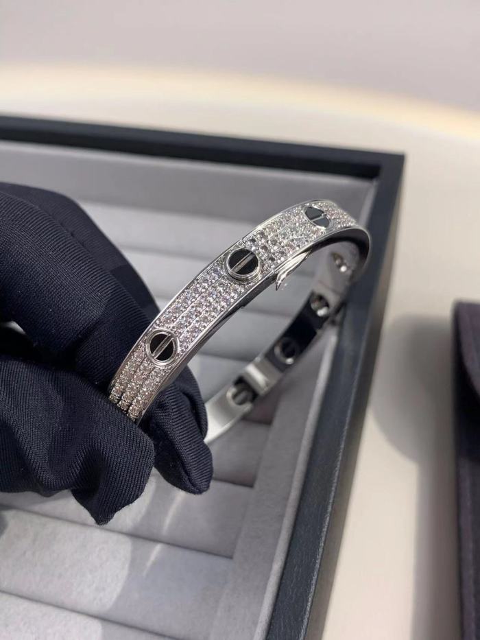 Three rows of diamond bracelets